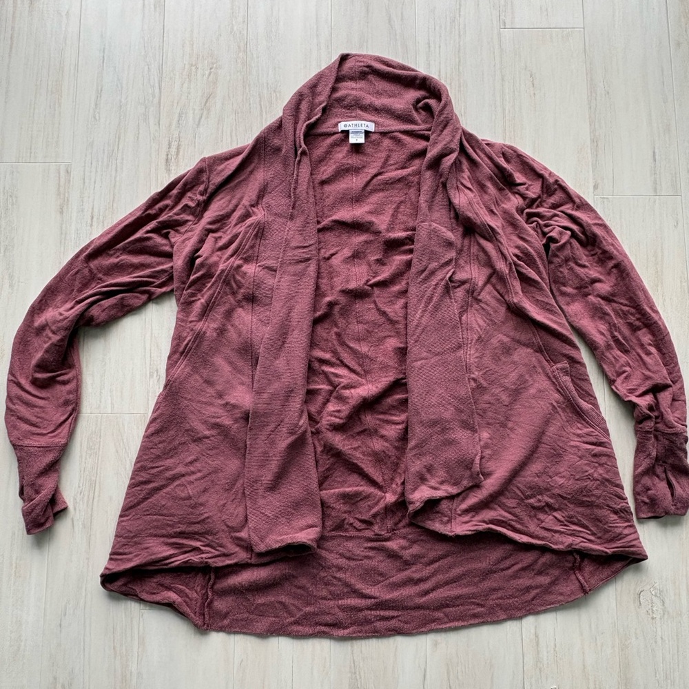 Athleta light maroon Open Front Cardigan